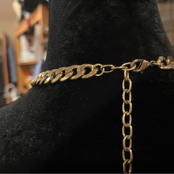 Stunning Brutalist Fringe Necklace Faux Pearls & Crystals 18+ Inches - Picture 4 of 6